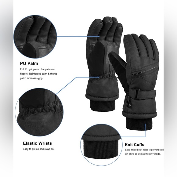 ANDORRA Kids Ski Gloves Waterproof Winter Children's Snow Gloves. SMALL - Picture 3 of 8